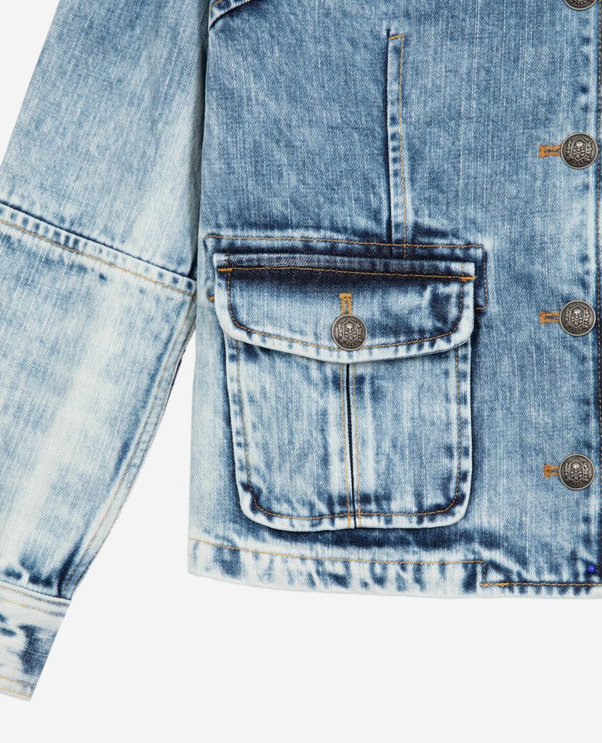 The Kooples DAMEN BABY BLUE jacke im offiziersstil aus denim