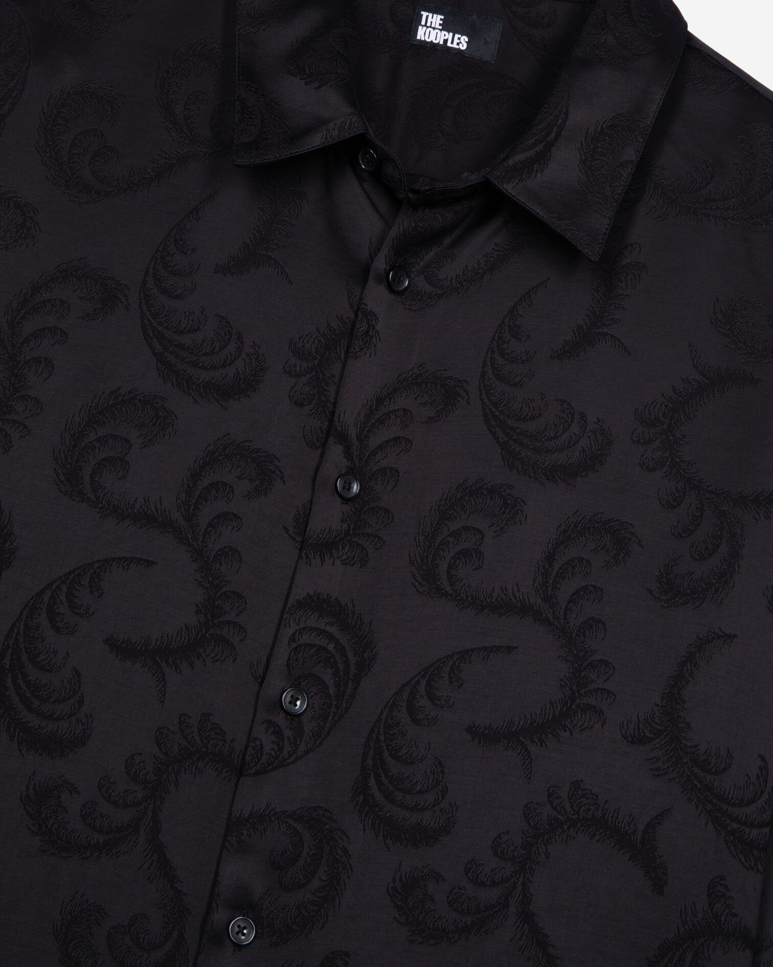 Schwarzes Jacquardhemd mit Federdruck, BLACK, hi-res image number null
