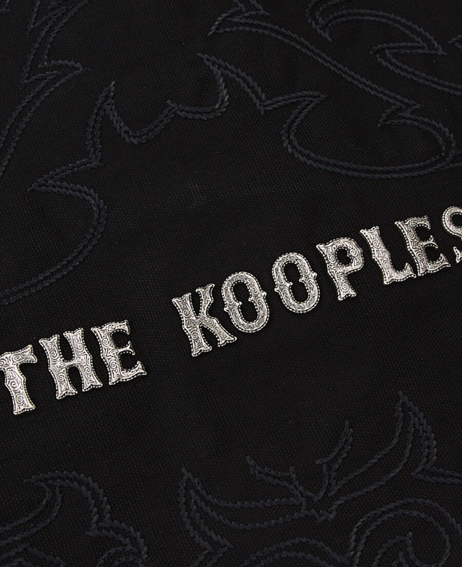 large black tote bag with embroidery and logo