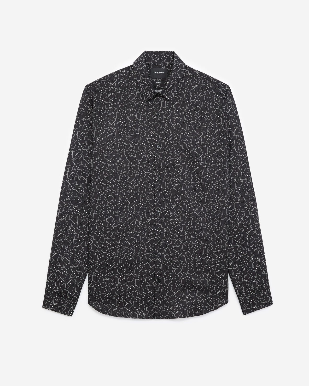 The Kooples MEN BLACK WHITE long black shirt with card motif