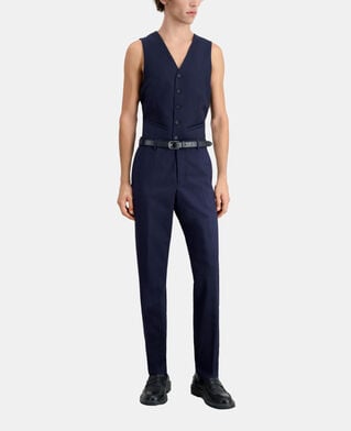 The Kooples HOMME NAVY / BLACK pantalon de costume bleu marine en laine à micro motifs