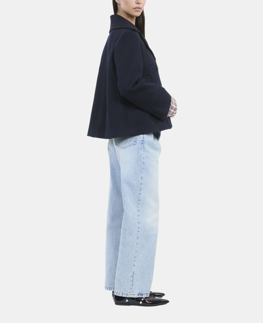 The Kooples FEMME DARK NAVY caban court bleu marine