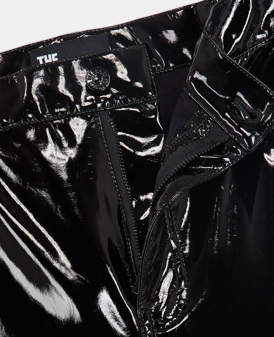 The Kooples MUJER BLACK vaqueros anchos de vinilo negros