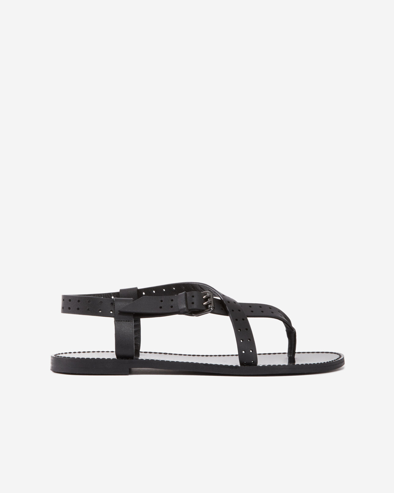 The Kooples WOMEN BLACK black sandals in perforated leather