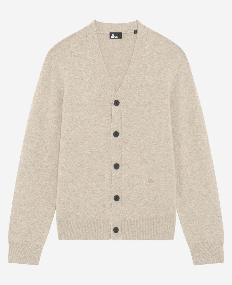 The Kooples HOMME BEIGE MELANGE cardigan en cachemire beige