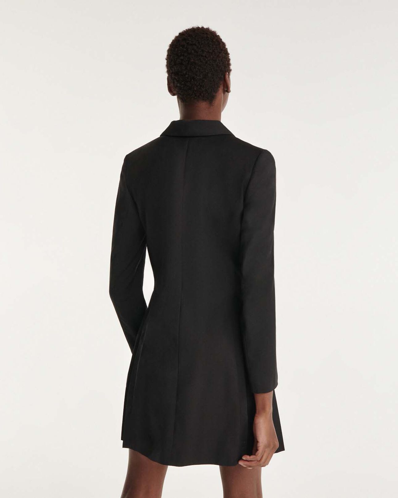 The Kooples MUJER BLACK vestido corto cruzado plisado cadena negra