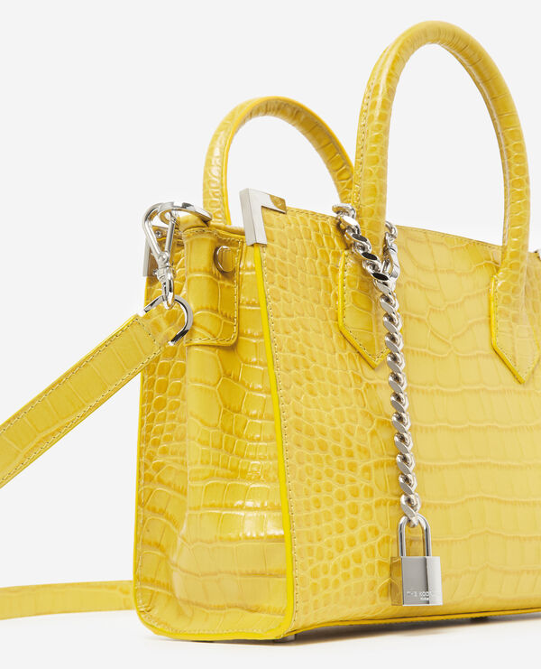 medium yellow croco-print ming bag