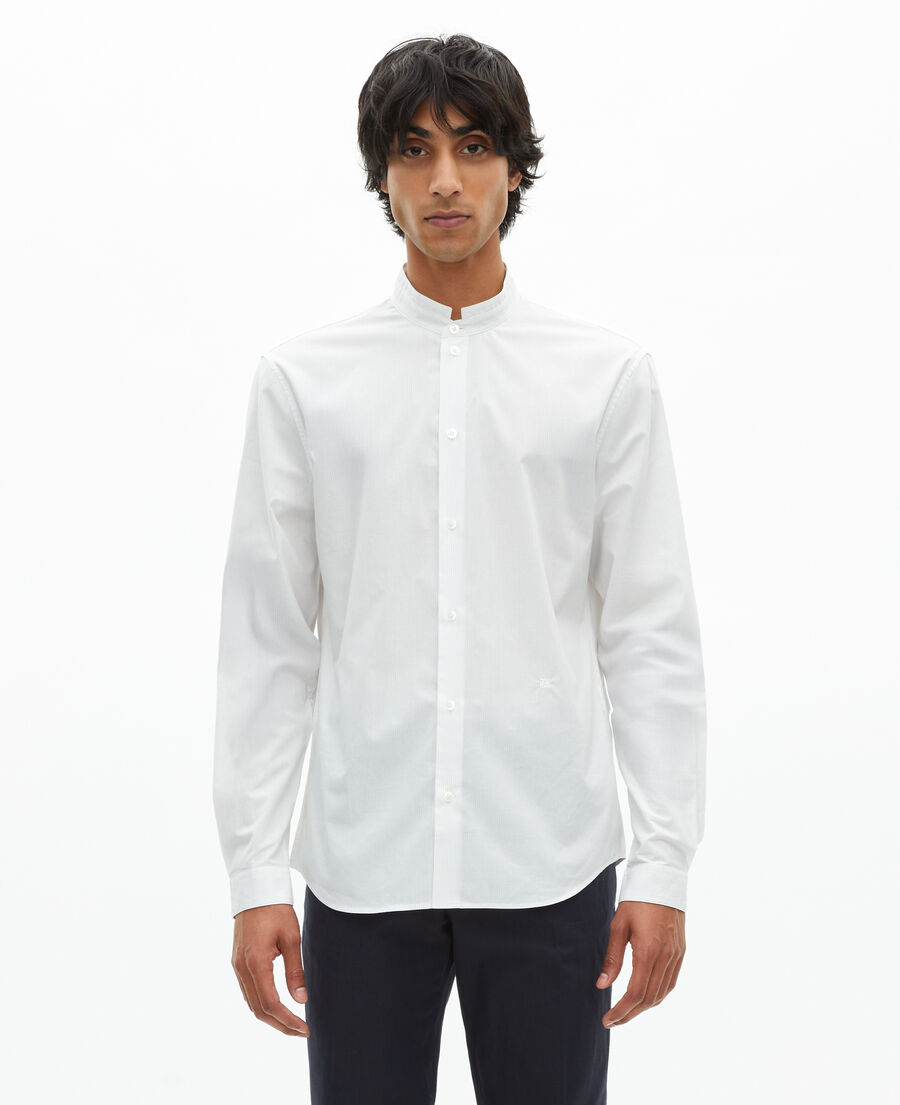 The Kooples HOMME WHITE / BLACK chemise formelle col officier blanche