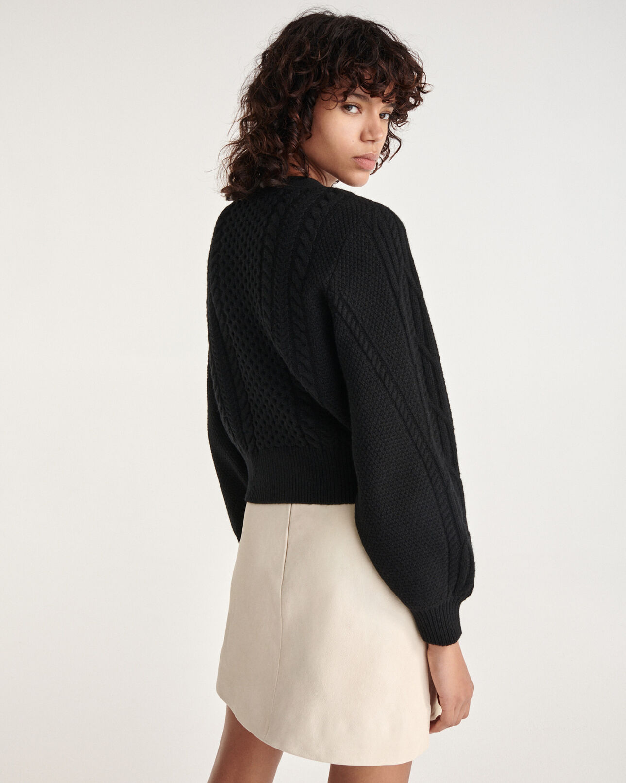 The Kooples WOMEN BLACK black wool cardigan with jewel buttons