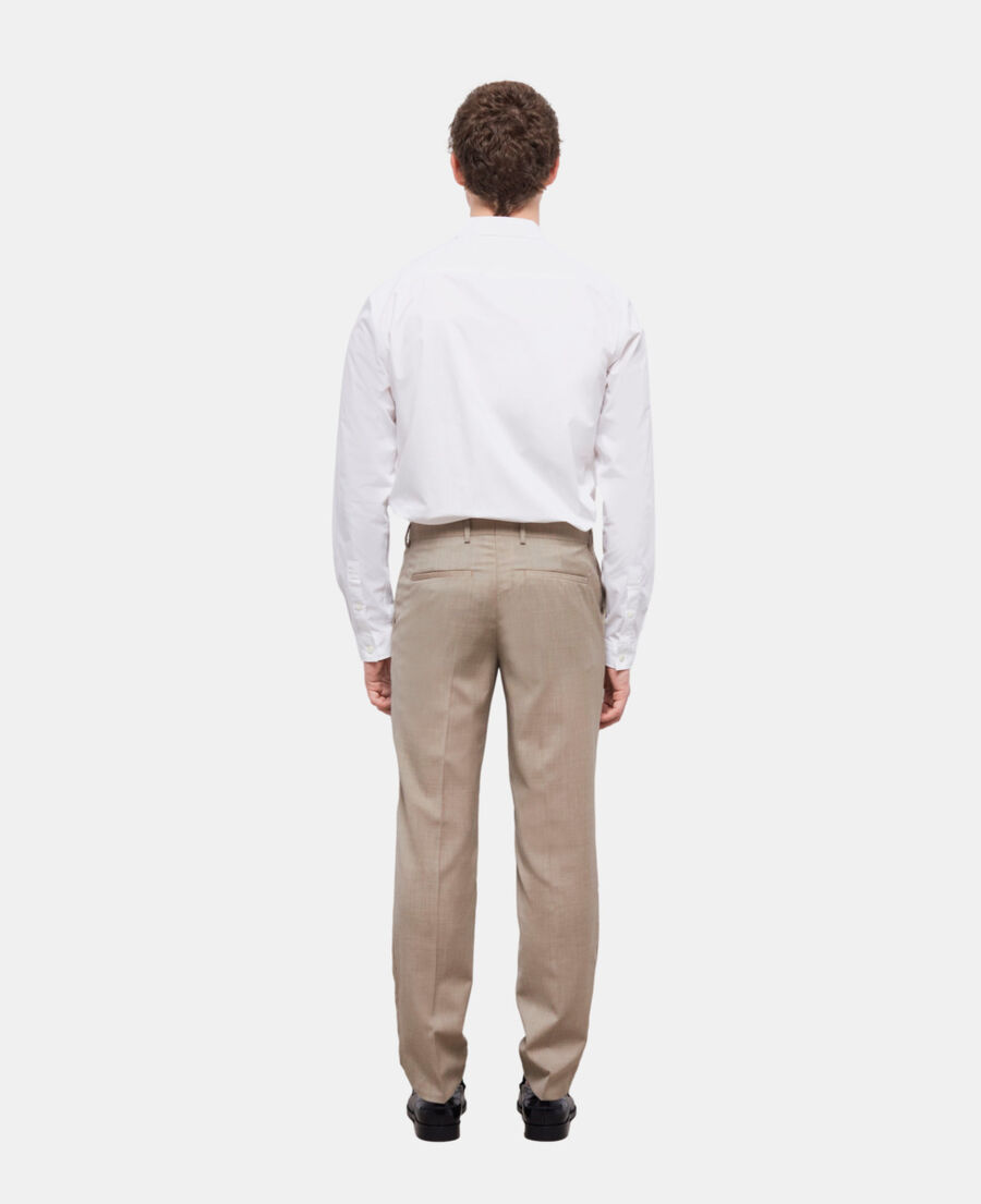 The Kooples HOMME BEIGE MELANGE pantalon de costume beige en laine fil à fil