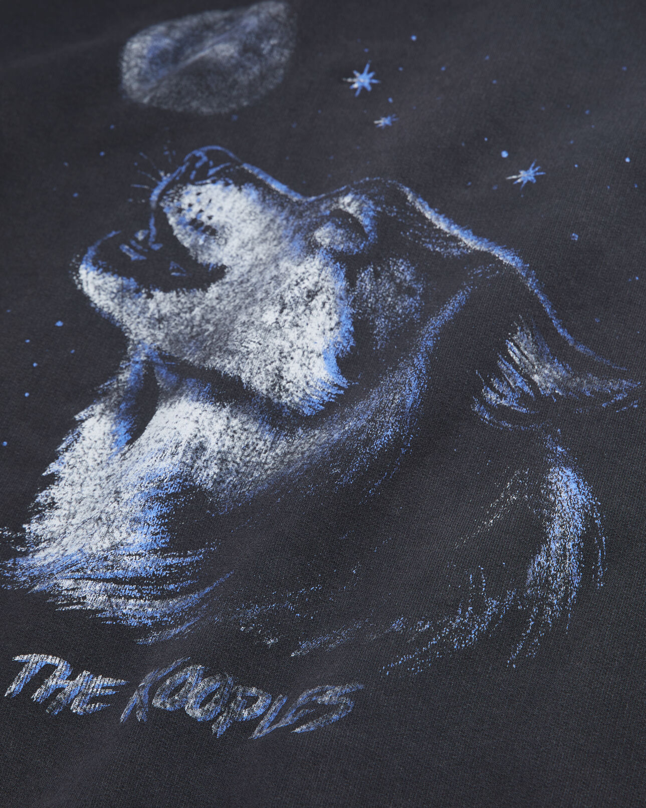 The Kooples HERREN BLACK WASHED herren schwarzes sweatshirt mit „wolf“-siebdruck