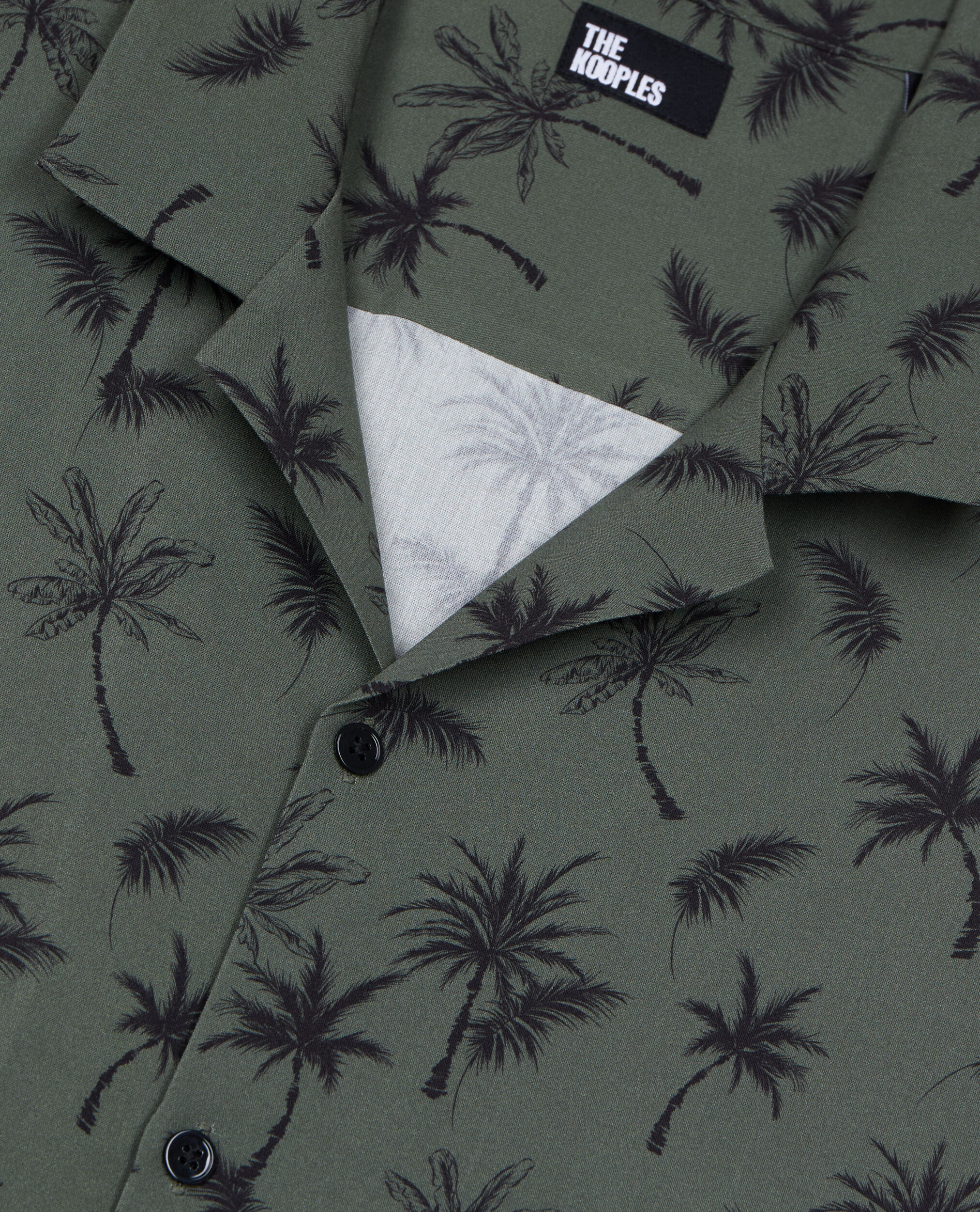 Chemise manches courtes avec palmiers kaki, KAKI BLACK, hi-res image number null