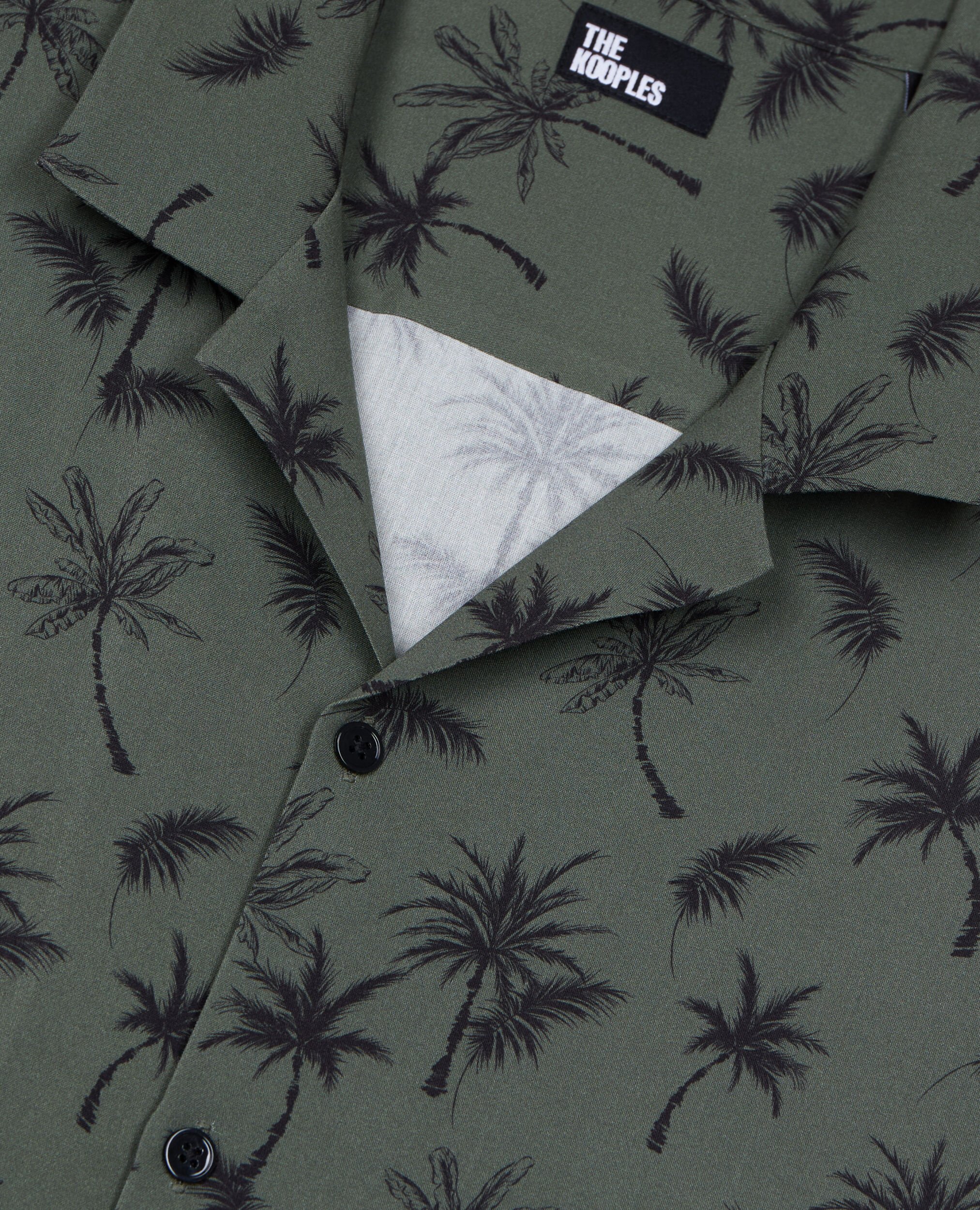 Chemise manches courtes avec palmiers kaki, KAKI BLACK, hi-res image number null