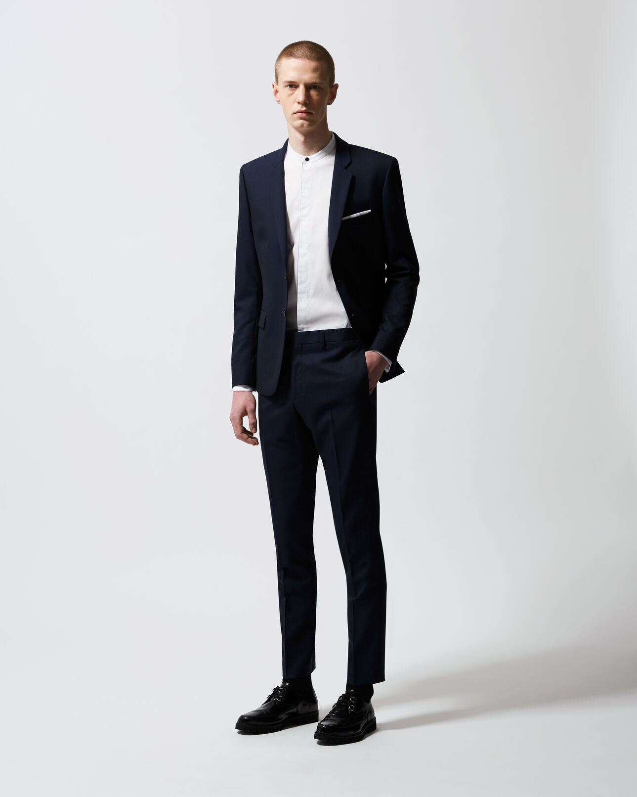The Kooples HOMME DARK NAVY pantalon costume laine slim bleu marine