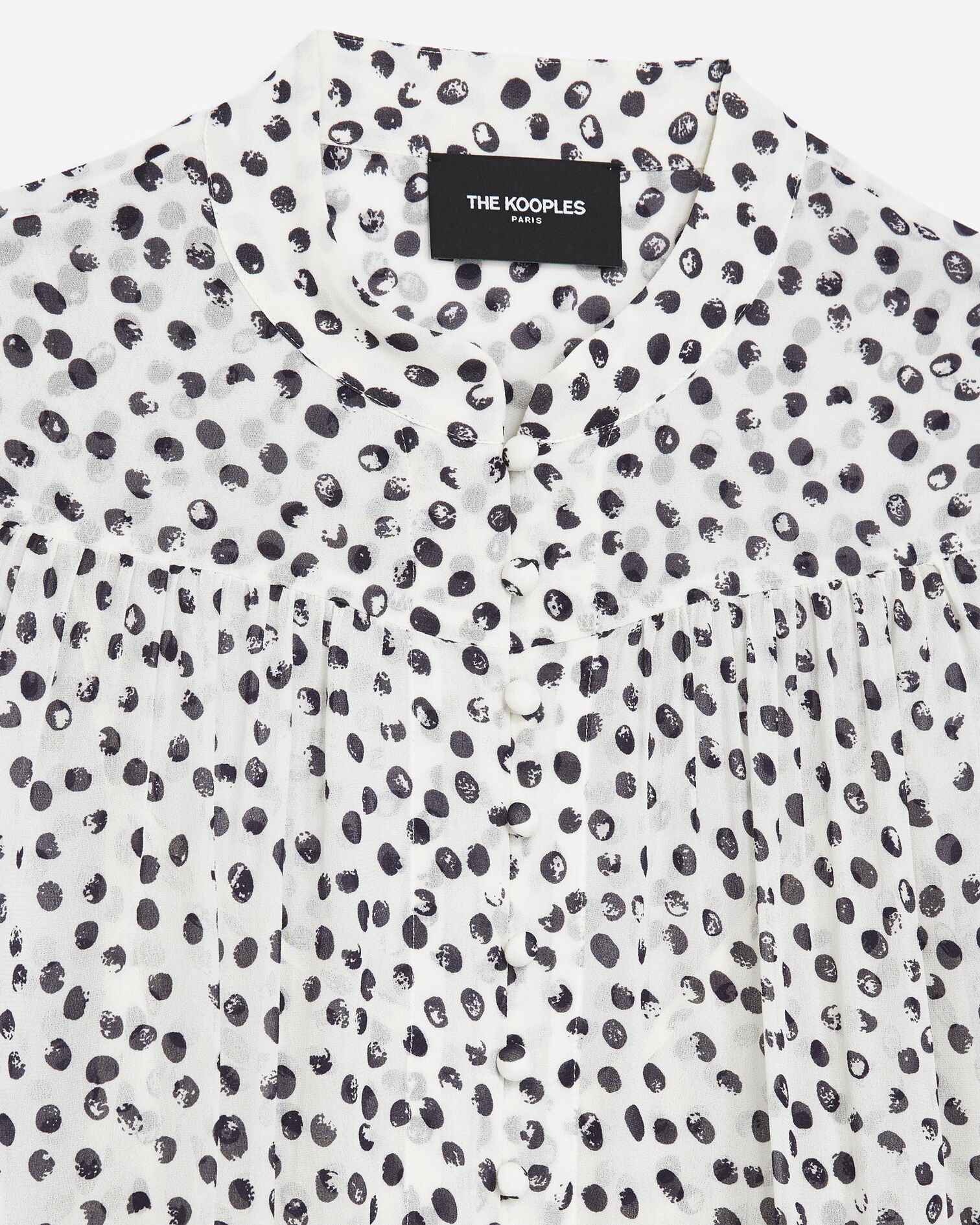 Top fluide blanc manches longues à pois, WHITE / NAVY, hi-res image number null