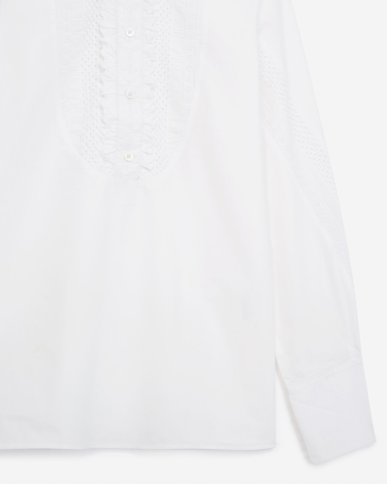 The Kooples MUJER WHITE camisa blanca algodón bordado manga