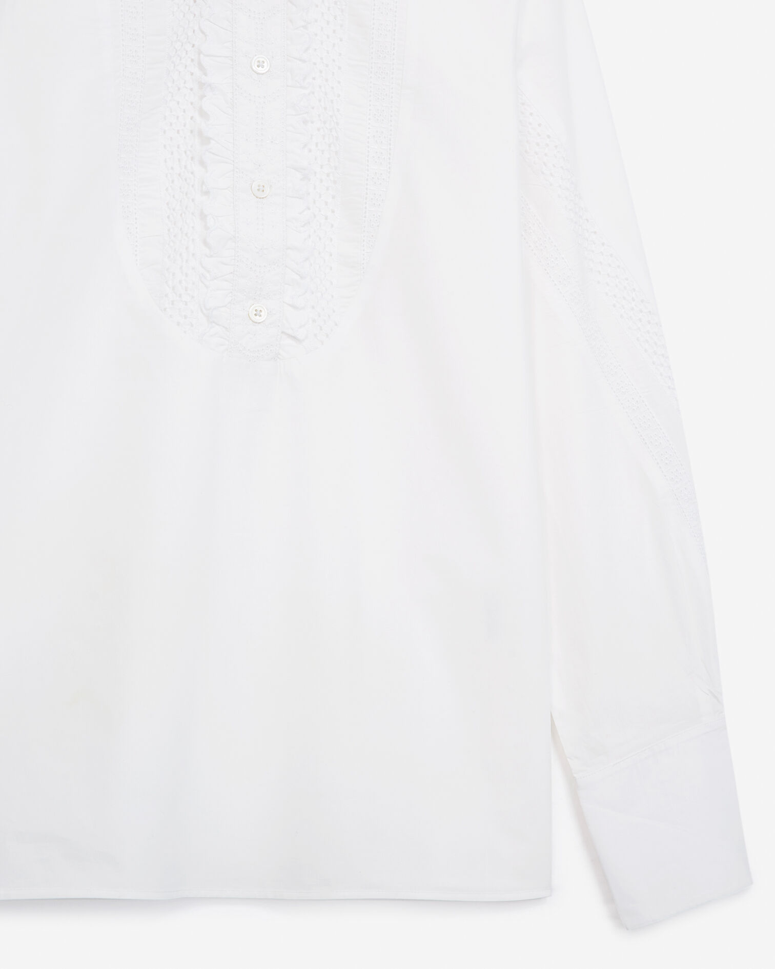Camisa blanca algodón bordado manga, WHITE, hi-res image number null