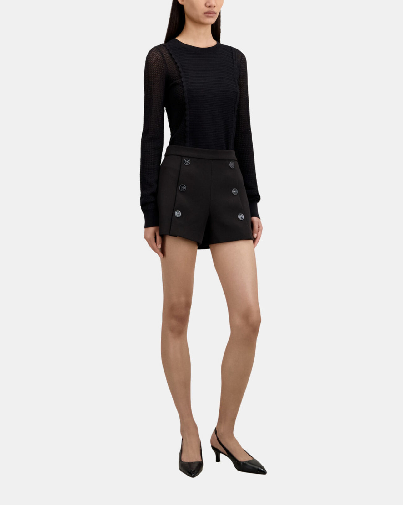 The Kooples WOMEN BLACK black crepe shorts