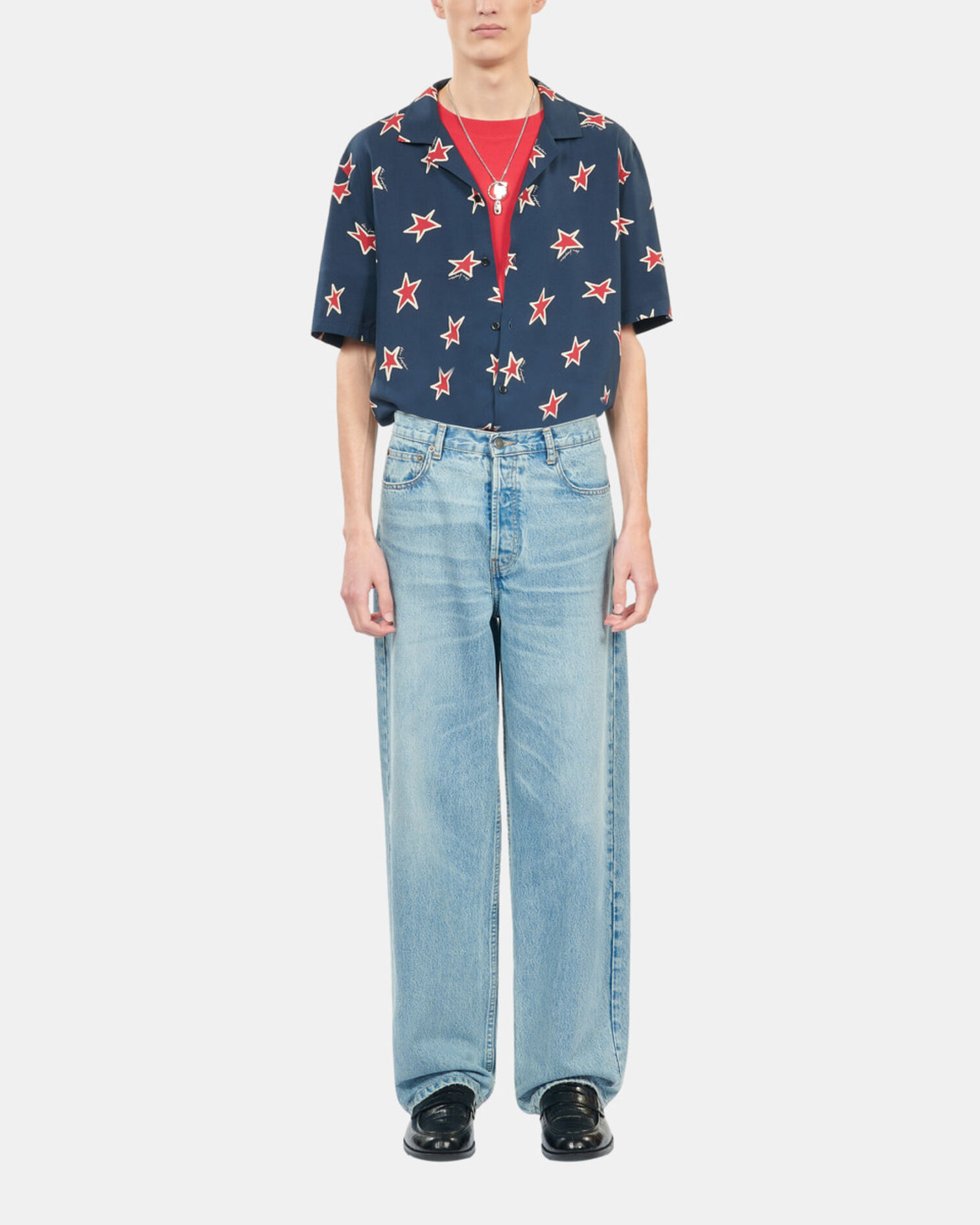 Straight blue jeans, BLUE/GREEN, hi-res image number null
