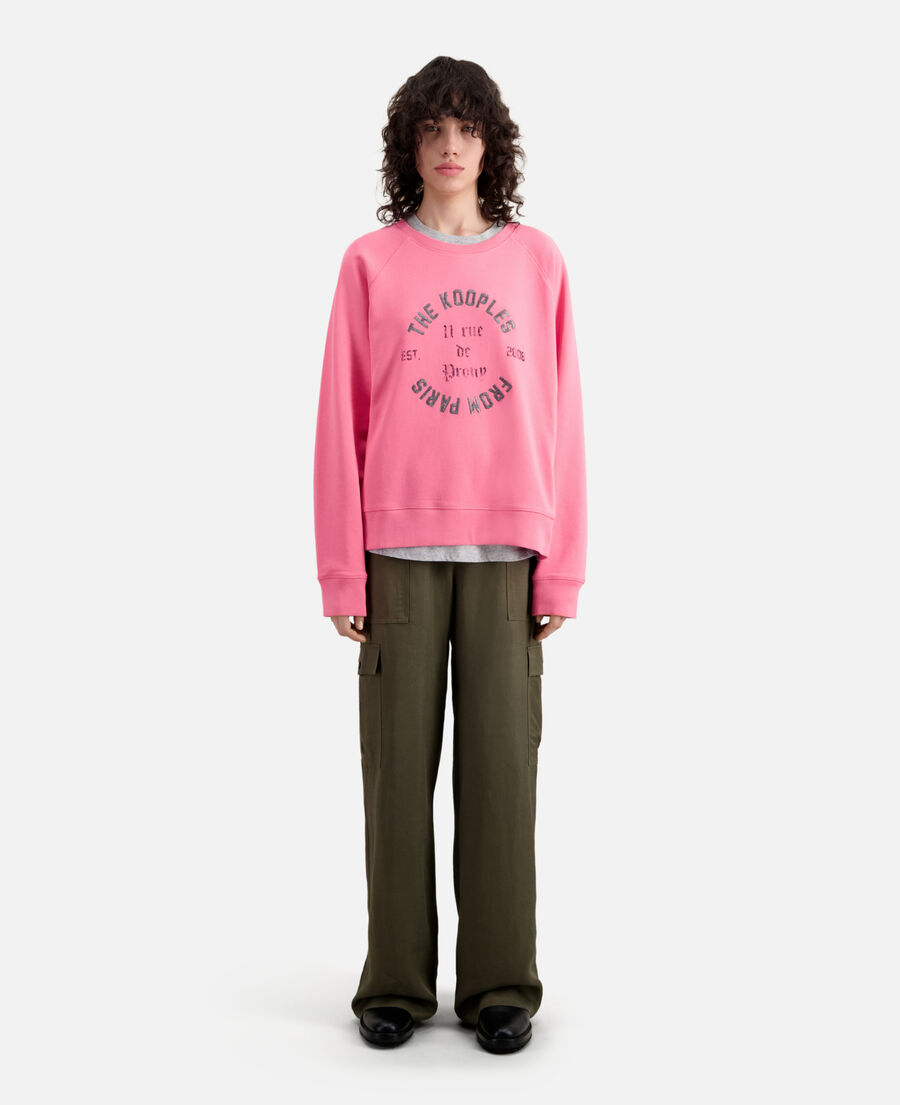 rosa sweatshirt mit siebdruck