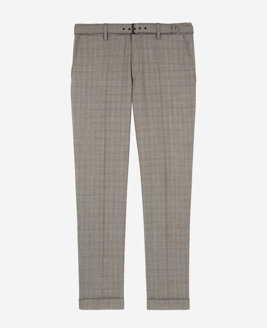 The Kooples MEN BEIGE MELANGE prince of wales beige wool suit pants