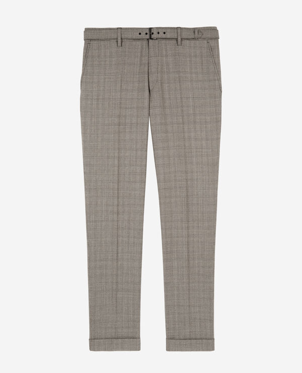 The Kooples MEN BEIGE MELANGE prince of wales beige wool suit pants