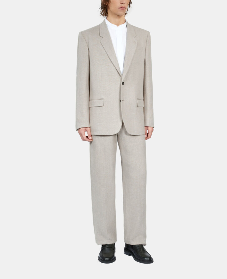 The Kooples H BEIGE beige linen suit jacket