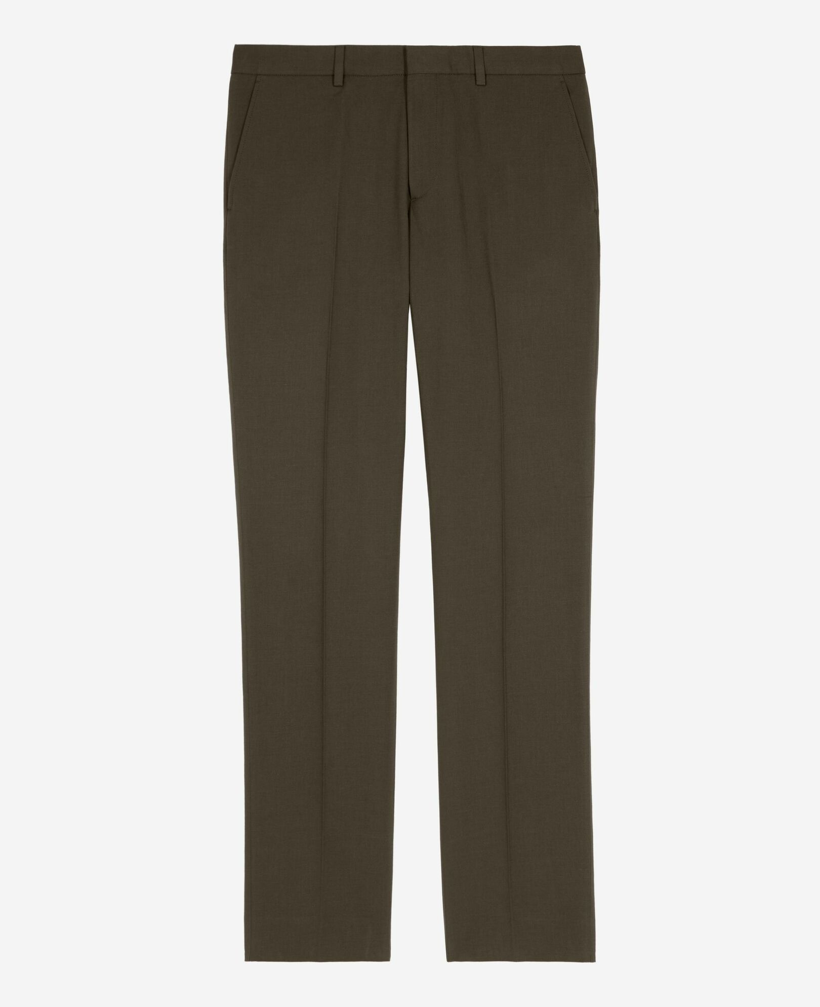 The Kooples MEN KAKI straight-cut khaki cotton and linen suit pants