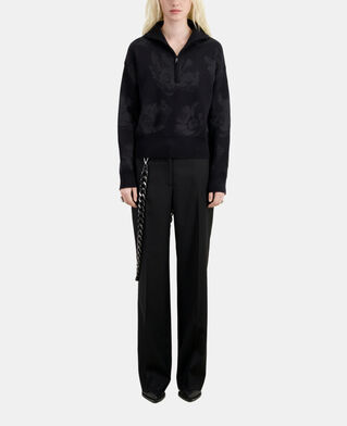 The Kooples F BLACK/BLACK black wool-blend sweater with silver details