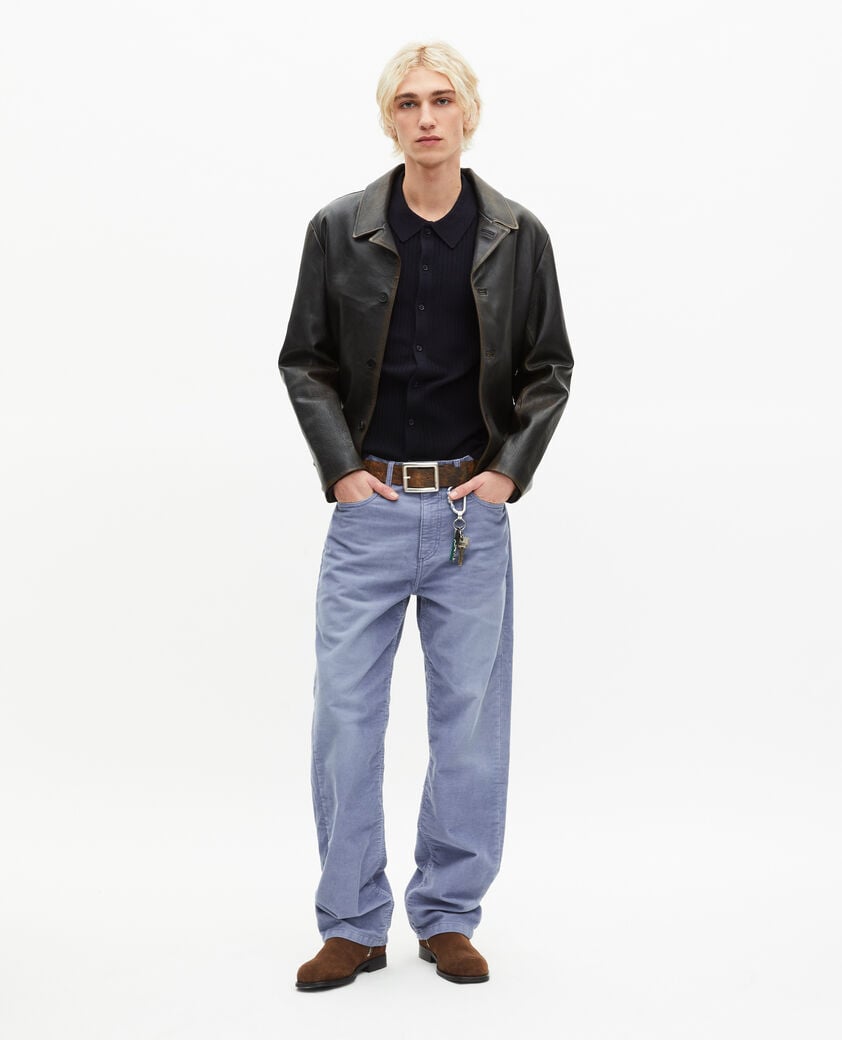 The Kooples HOMME BLUE jean droit en velours côtelé bleu
