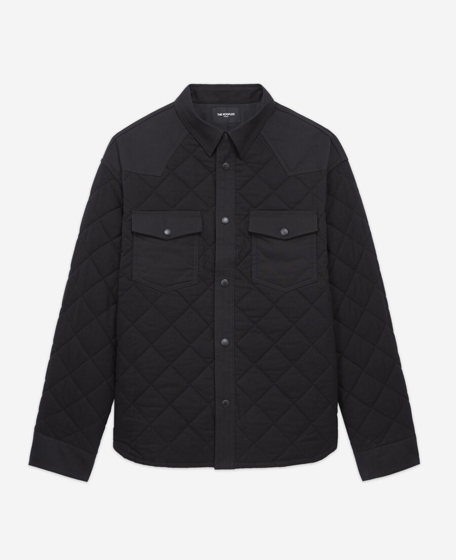 black quilted technical jacket with pockets