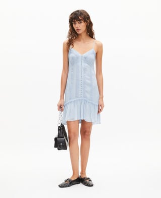 The Kooples F LIGHT BLUE short dress with blue lace detail
