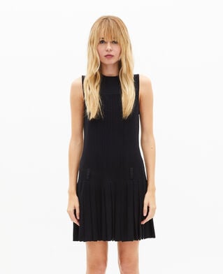 The Kooples WOMEN DARK NAVY short navy pleated knit dress