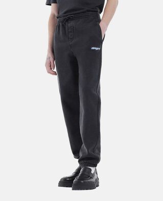 The Kooples H BLACK WASHED loose-fit black joggers with triple logo pockets