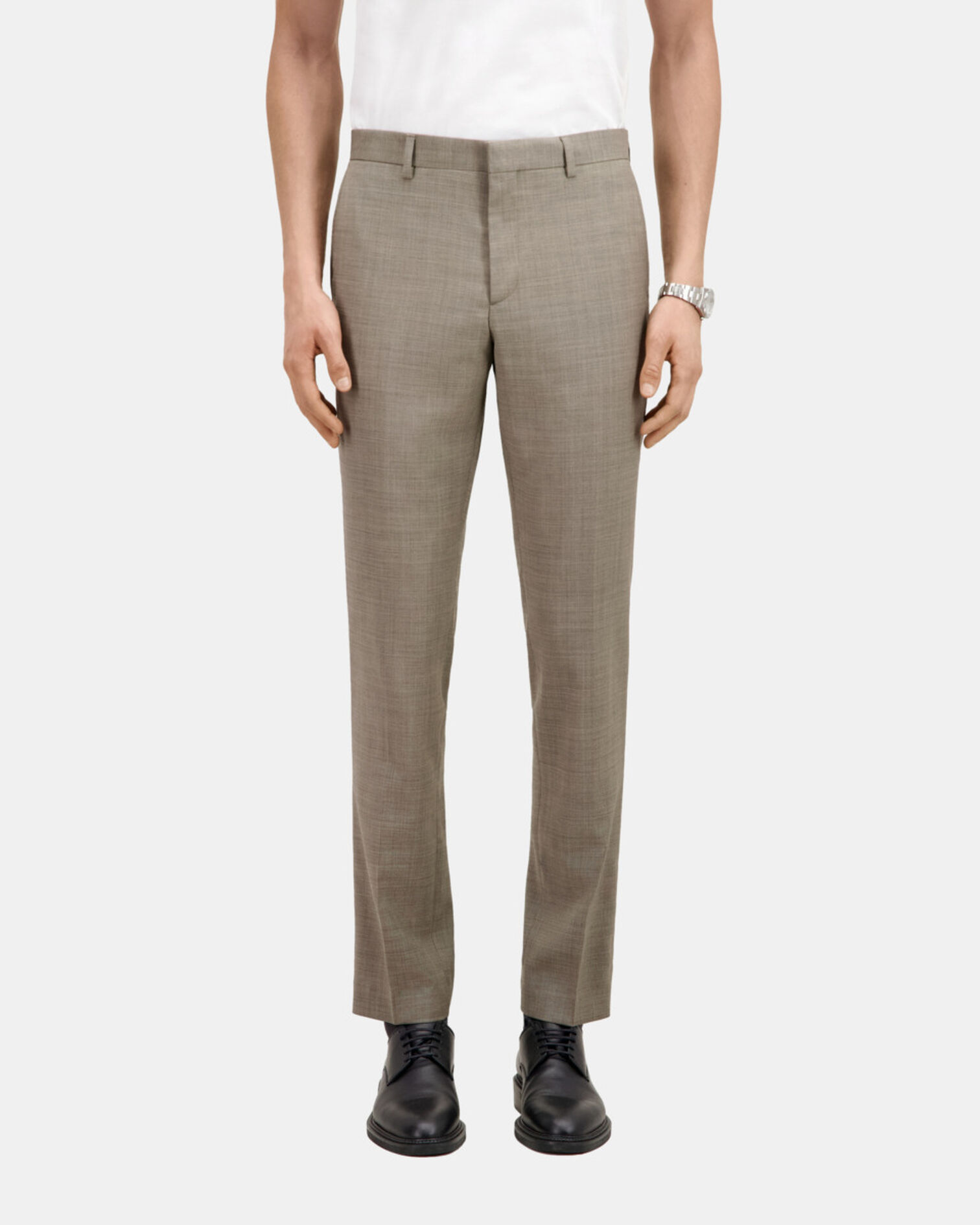Beige wool suit trousers, BEIGE, hi-res image number null