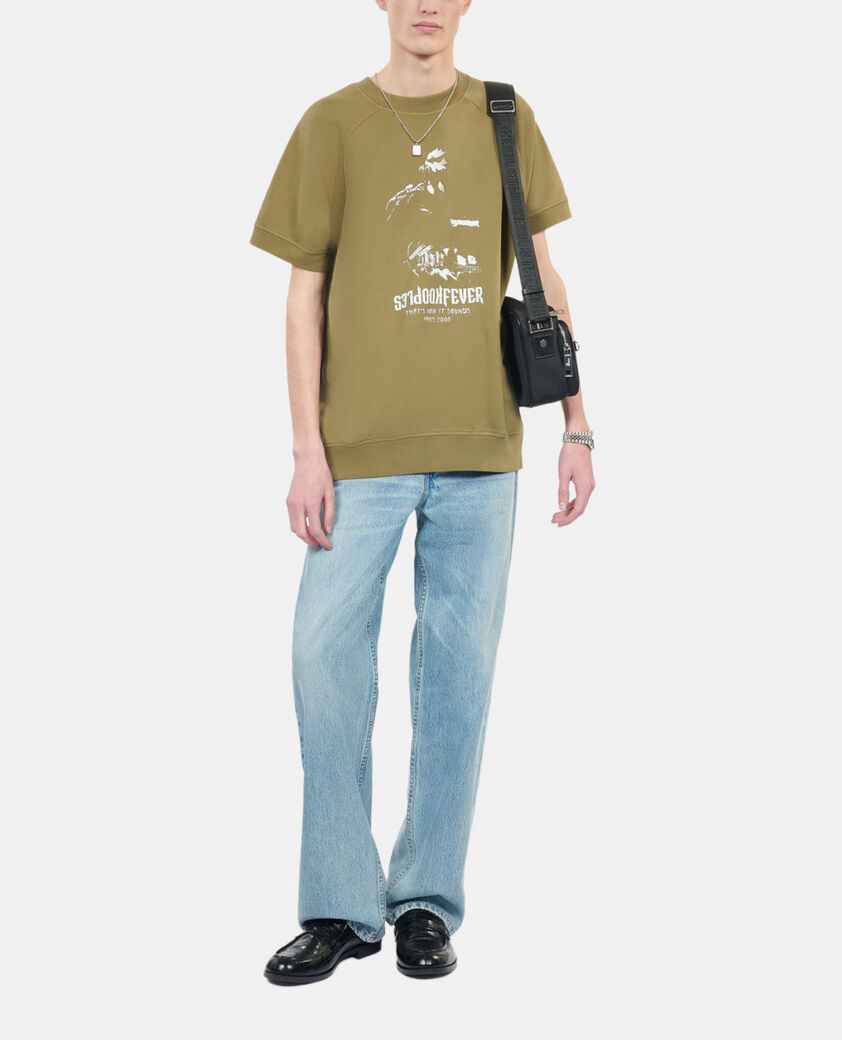 The Kooples MEN OLIVE khaki short-sleeved sweatshirt kooples fever serigraphy