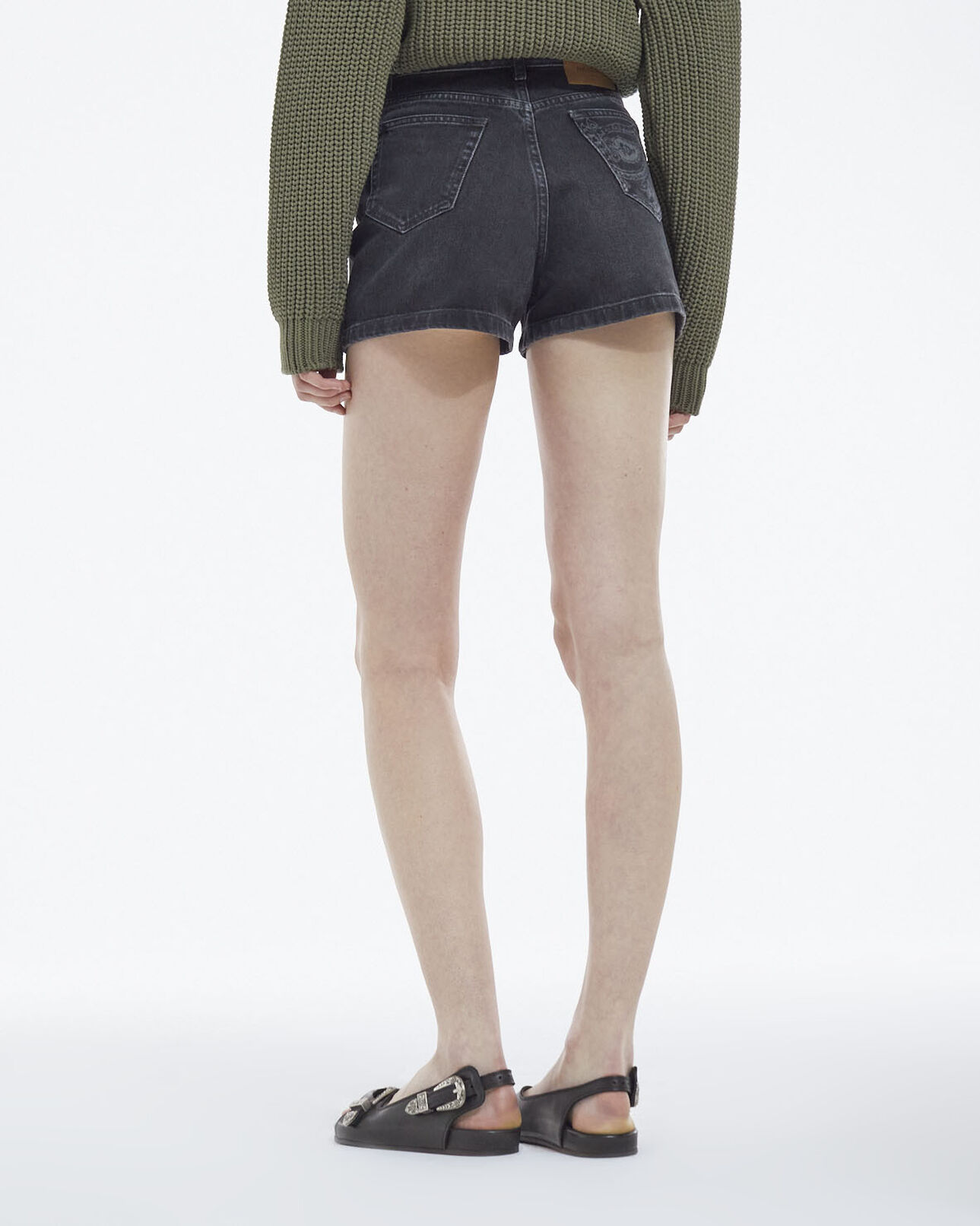 The Kooples FEMME BLACK WASHED short coupe mom