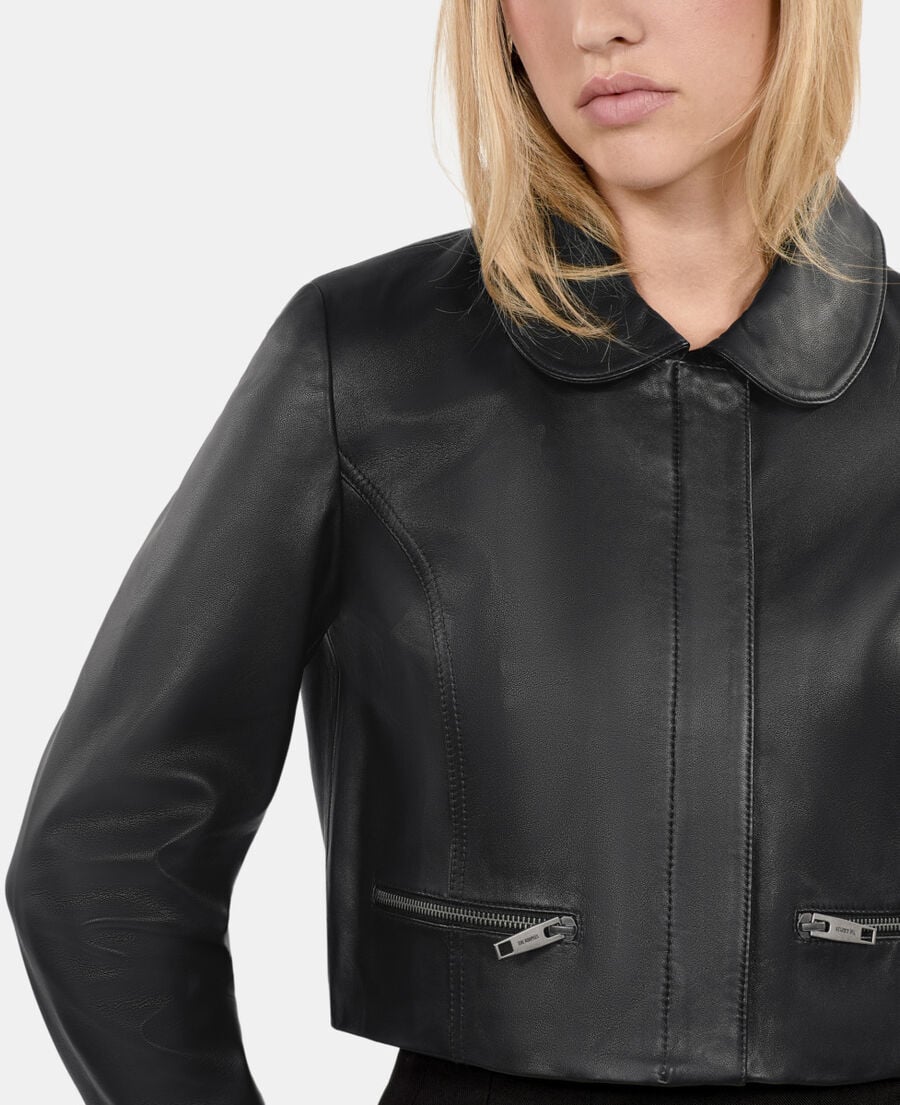 The Kooples WOMEN BLACK black leather jacket
