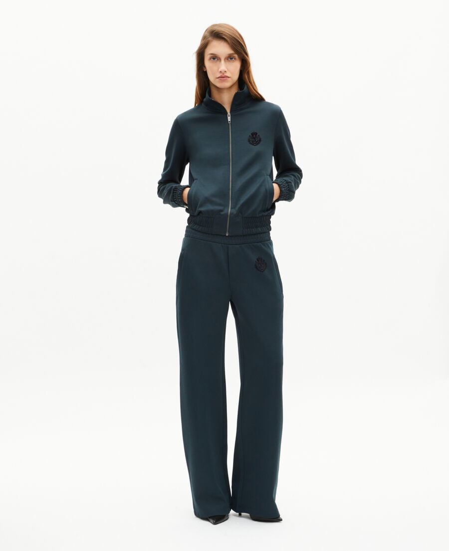 The Kooples WOMEN FOREST dark green zip-up sweatshirt