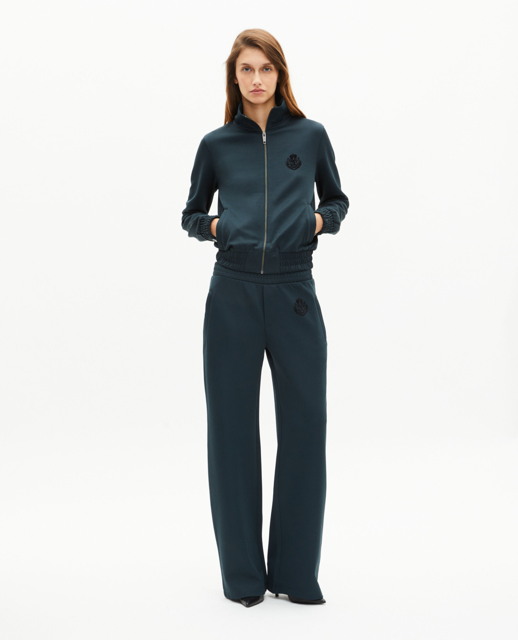 Dark green zip-up sweatshirt, FOREST, hi-res image number null