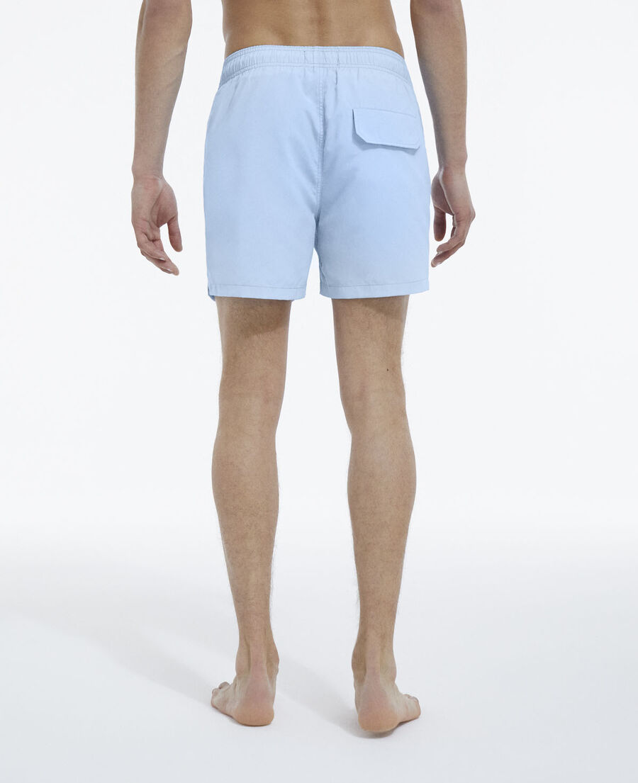 blue technical swim shorts with small logo