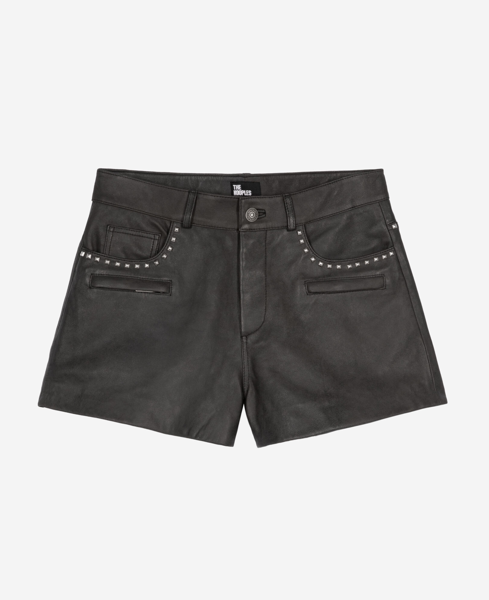 The Kooples WOMEN BLACK STONE black leather shorts