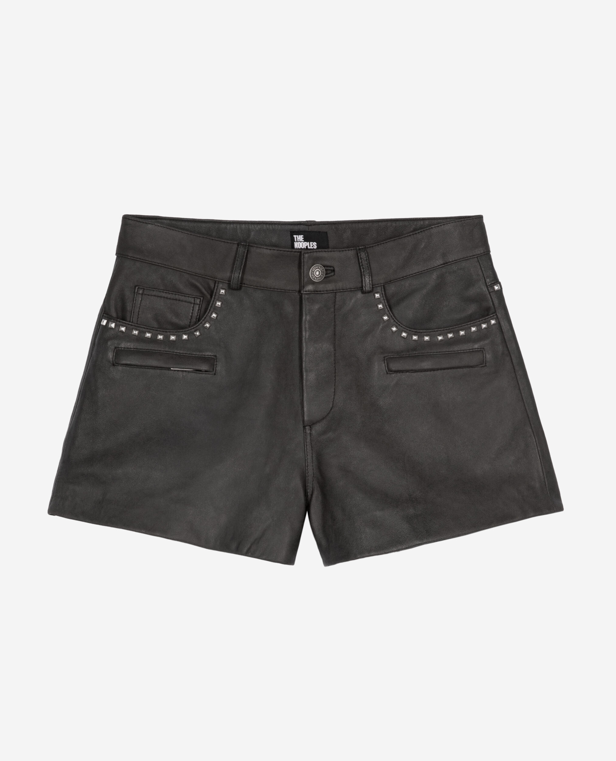 Black leather shorts, BLACK STONE, hi-res image number null