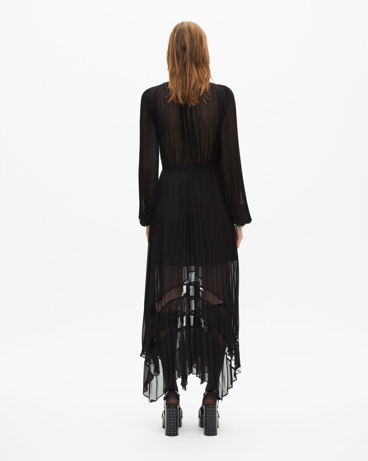 The Kooples WOMEN BLACK long black pleated dress