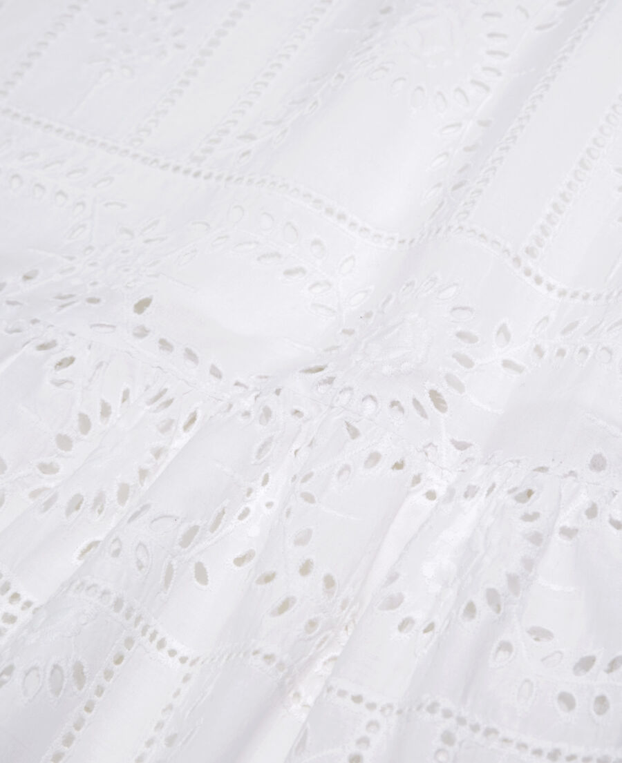 flowing white cotton long skirt w/ embroidery