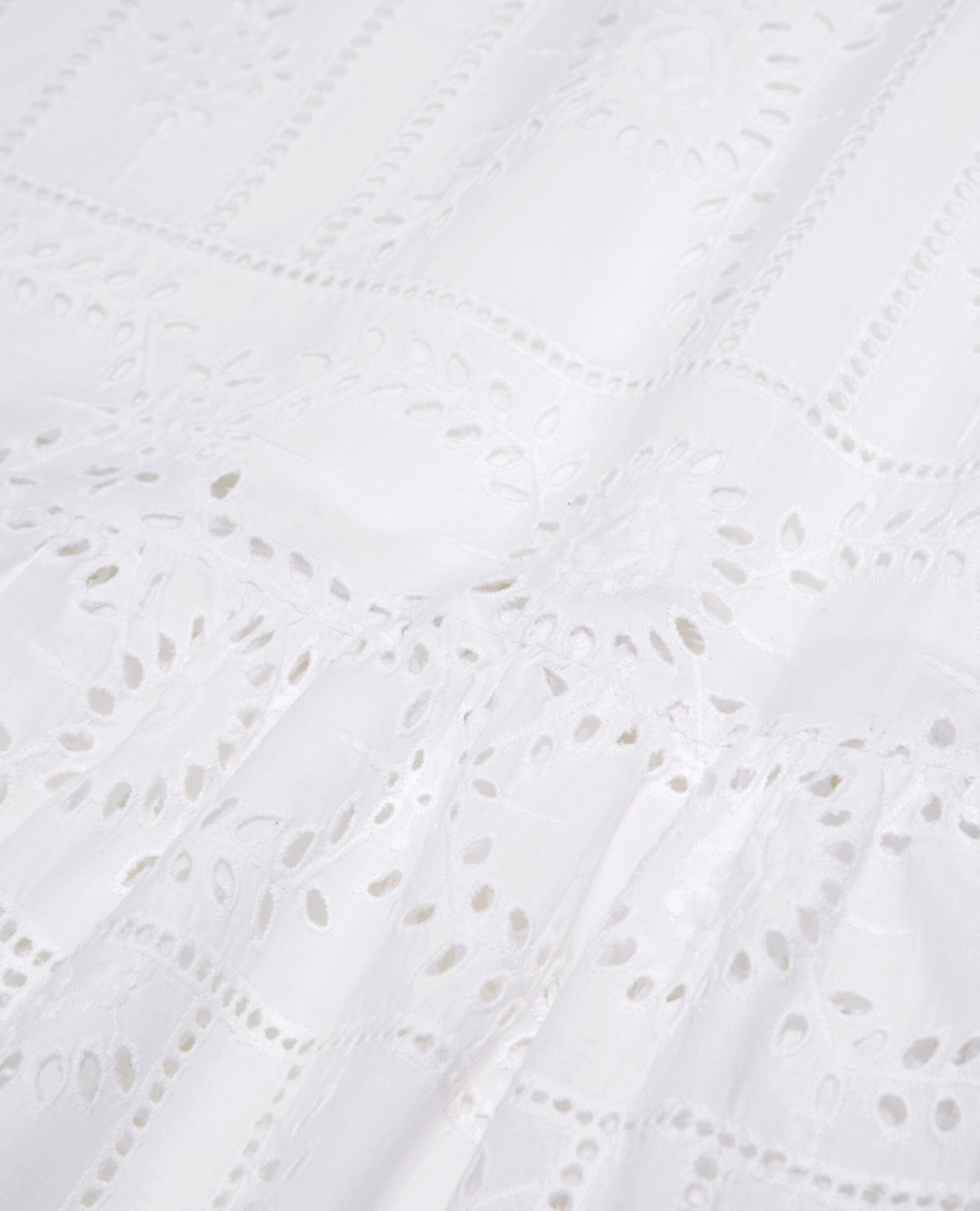 Flowing white cotton long skirt w/ embroidery, WHITE, hi-res image number null