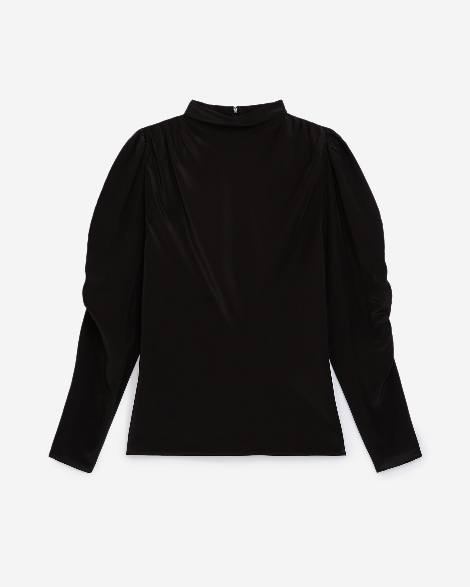 Flowing black top with gathering, BLACK, hi-res image number null