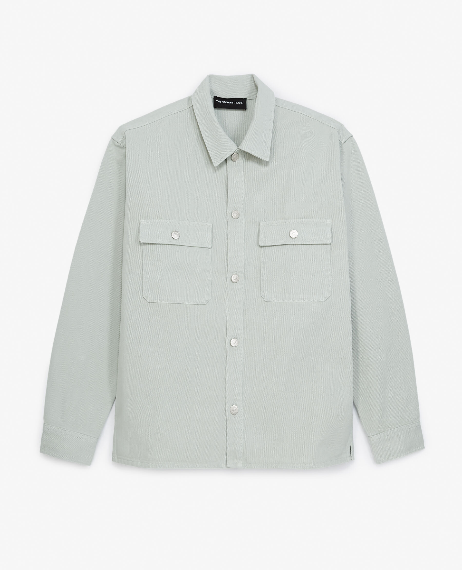 Chemise denim vert menthe a poches