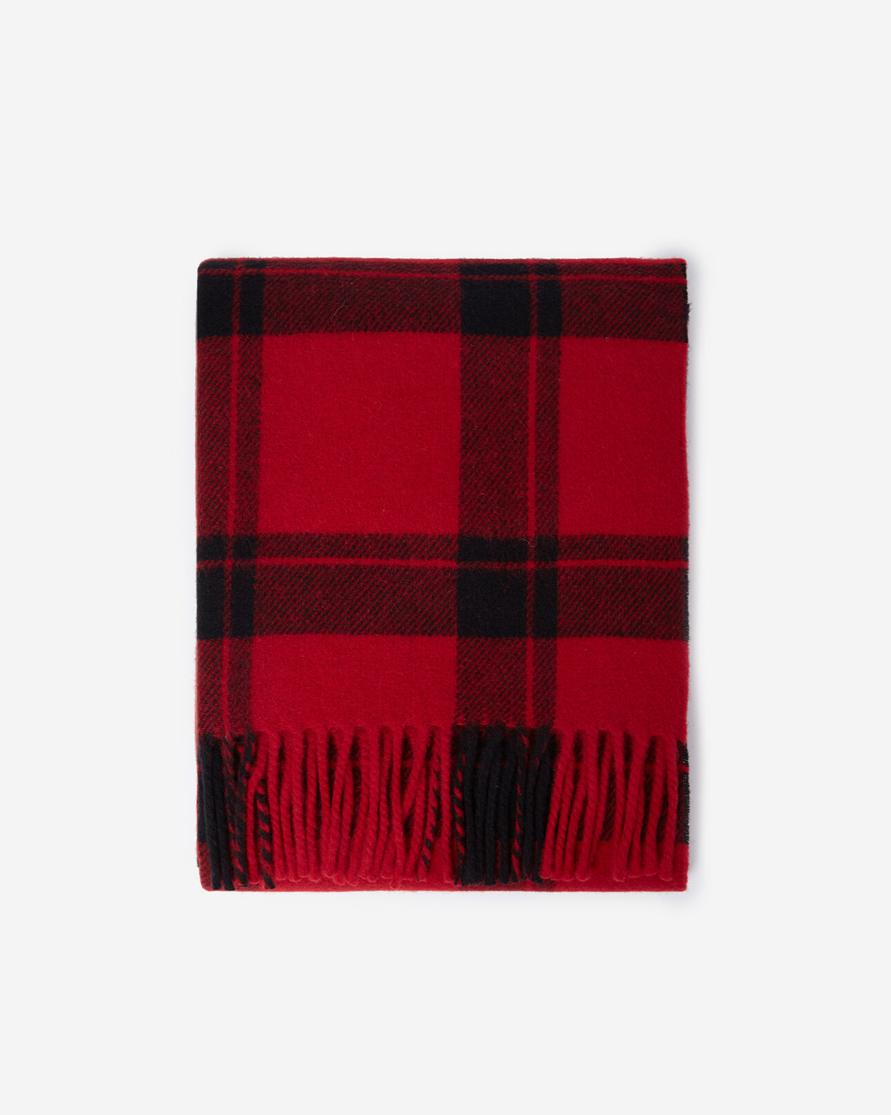 The Kooples MEN RED / BLACK red and black check wool blend scarf