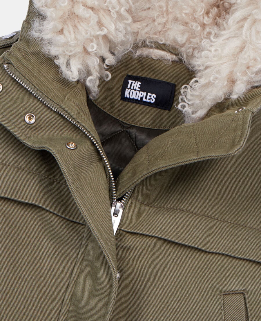 The Kooples WOMEN OLIVE NIGHT khaki hooded parka